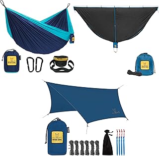 Wise Owl Outfitters Camping Hammock with Rain Fly Tarp and Bug Net - Single Hammock - Waterproof Camping Accessories & Backpacking Gear, Camping Gear Must Haves - Blue product image