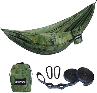 Camping Hammock Double & Single Portable Hammocks Ultralight Nylon Parachute Hammocks with 2 Tree Straps for Backpacking, Travel, Beach, Backyard, Camping, Hiking (Medium, Camouflage) product image