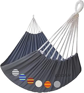 Hammock Outdoor 2 People 220x150cm Total Length 330cm Load 300kg Canvas Cotton Hammock for Garden Indoor Children Balcony Dark Gray XXL product image
