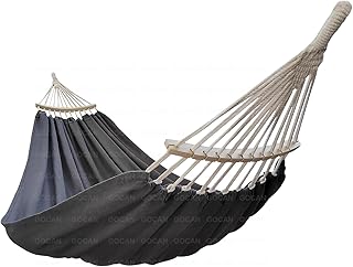 Double Hammock 2 Person Extra Large 220x150cm Total Length 330cm Load 500lb Canvas Cotton Hammock for Patio Porch Garden Backyard Lounging Outdoor and Indoor with Removable Spreader bar product image