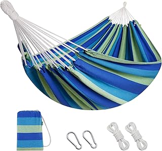2 Persons Hammock - Portable Camping Bed for Patio, Backyard, Porch, Outdoor and Indoor Use - Soft Cotton Hammock with Carrying Bag product image