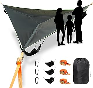 LUKETURE Triangle Camping Hammock, 10ft Multi Person Hammocks Max 1100 lbs for Outdoor Relaxing, Extra Large Hammock w/Ratchet/Webbing Straps (10ft-Triangle Camping Hammock) product image