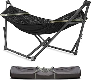 Tranquillo Uniki 3-Year Warranty Hammock Stand, Instant 30s Foldable Hammock with Stand, 550 lbs Capacity Camping Hammock for 1 Persons, Portable & Durable Premium Hammock, Black product image