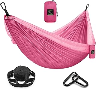 Grassman Camping Hammock Double & Single Portable Hammock with Tree Straps, Lightweight Nylon Parachute Hammocks Camping Accessories Gear for Indoor Outdoor Backpacking, Travel, Hiking, Beach product image