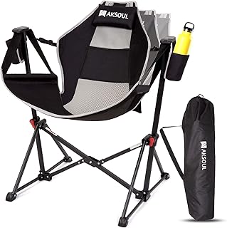 AKSOUL Hammock Camping Chair Swinging: Foldable & Portable Swing Chairs with Storage Bag - 265lbs Adult Weight Capacity - Folding Rocking for Lawn Camp Stargazer Outdoor product image