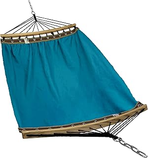 Tranquillo Double Hammock 2 Persons Cotton Canvas 600 lbs Portable Camping Hammock with Solid Wood Spreader Bar Hammock for Camping Portable Relaxation Gear for Camping Patio Garden, Blue product image