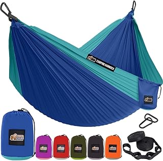 GORILLA GRIP Durable Camping Hammock with Heavy Duty Tree Straps, Portable Hammocks for Outside, Easy to Use Travel Swing Chair, Outdoor Camper Hiker Essentials, Backpacking Gear Gifts, Single, Blue product image