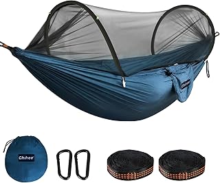 Chihee Ultra-Light Travel Camping Hammock Pop-up Net Hammock 660lbs Load Capacity,Breathable,Quick-Drying Parachute Nylon 2 Premium Carabiners,2 Tree Slings Included for Outdoor Backpacking Hiking product image