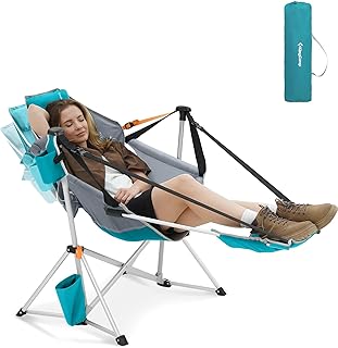 KingCamp Hammock Chair with Footrest – Heavy Duty Swinging Rocking Camping Chairs for Adults up to 400lbs, Folding Portable Oversized Rocker with Cup Holder & Pillow for Outdoor Beach Lawn RV Sports product image