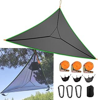 Triangle Hammock Multi Person 3 Point Tree Hammock, 13Ft Extra Large Sky Camping Hammock with 3 Ratchets/Straps/Net Pockets/Carabiners and Storage Bags, Max 300lbs for up to 1-3 Adults/Kids,Family product image