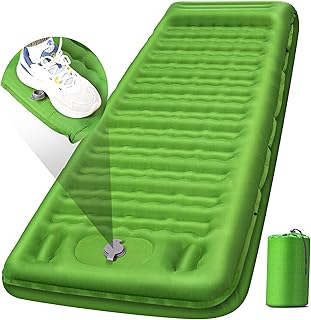 FNARMW Camping Sleeping Pad, Extra Thick 5 Inch Camping Mat with Pillow Built-in Foot Pump Inflatable Sleeping Pads Compact for Camping Backpacking Hiking Traveling Tent（Green） product image
