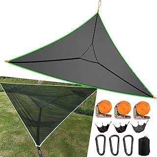 Triangle Hammock 13Ft Multi Person 3 Point Tree Hammock,Max 600LBs Extra Large Sky Camping Hammock for up to 2-4 Adults/Kids with 3 Ratchets/Straps/Net Pockets/Carabiners and Storage Bags-Black product image