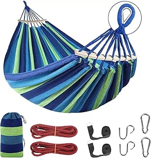 Durable Hammocks 660 Lbs Capacity, Camping Essentials Hiking Gear Accessories Max 2 X Tree Straps & Carabiners & Duckbilled Buckle & Thicker Rope & Portable Carrying Bag Included (Blue) product image