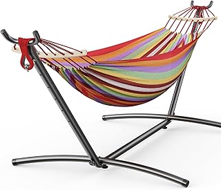 Double Hammock with Heavy-Duty Steel Stand,Portable,Easy Assembly,600lbs Weight Capacity,Suit for Indoor,Yard,Camping,or Outdoor product image