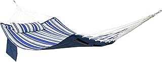 Sunnydaze Quilted Fabric Double Outdoor Hammock - 2-Person Hammock with Metal Curved Spreader Bars - Catalina Beach product image