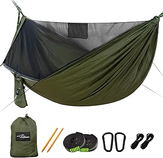 Camping Hammock with Mosquito Net and Ridge Rope, Extra Large for 2 Person, Lightweight Hanging Hammocks Tree Straps, All-in-one Fast Open Hammock for Outside, Hiking, and Travel product image