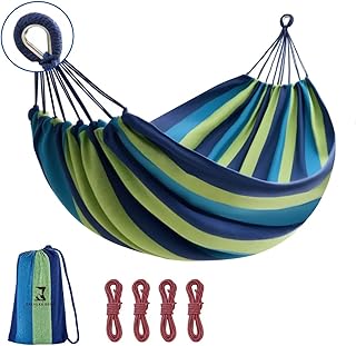 Camping Hammock Comfortable Fabric Hammocks with Tree Straps for Travel Patio Garden, Hanging Sturdy Indoor/Outdoor Hammock Up to 660lbs Portable Hammocks with Travel Bag product image