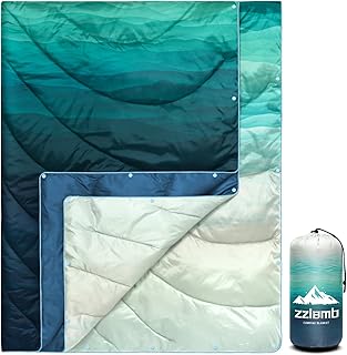 zzlamb Camping Blanket for Cold Weather,Outdoor Puffy Blanket Portable Down Alternative,Windproof Warm Cloak with Snaps,Cozy Quilt Backpacking Picnic RV Travel Plane Car Hammock Beach Climbing product image
