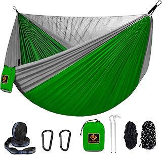 Camping Hammock, Portable Hammocks with Mosquito Net,Lightweight Nylon Parachute Hammock with 10ft Tree Straps,Camping Gear Must Haves for Travel Hiking Backpacking Beach Patio product image