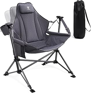 EVER ADVANCED Padded Hammock Camping Chair, Oversized Heavy Duty Swing Chair with Detachable Cup Holder, Portable Folding Rocking Camping Chair, Support Up to 400lbs product image