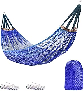 RANIT Outdoor Hammock, Super Soft and Breathable Nylon Mesh Hammock - Maximum Load of 650 LB (Blue) product image