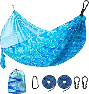Camping Hammock,Lightweight Nylon Hammock,Portable Hammocks with Two Tree Ropes for Outdoor,Indoor,Travel,Hiking,Backyard,Camping product image