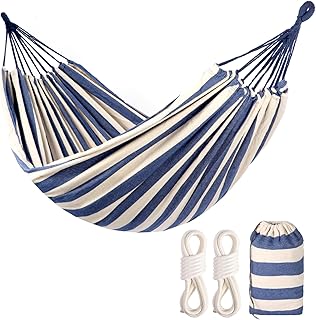 Camping Hammocks for Backyard Hanging Sturdy Garden Comfortable Fabric Hammock Indoor Tree Straps Up to 616lbs Weight Capacity with Travel Bag for Camping Portable Outdoor Patio (Blue) product image