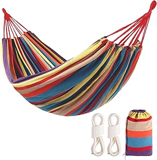 Camping Hammocks for Backyard Hanging Sturdy Garden Comfortable Fabric Hammock Indoor Tree Straps Up to 616lbs Weight Capacity with Travel Bag for Camping Portable Outdoor Patio (Multicolour) product image