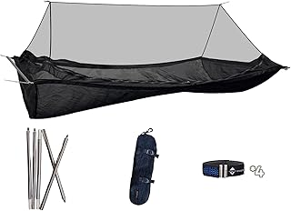 onewind Camping Hammock with Mosquito Net and Pole, Bridge Hammock Lay Flat Hammock for Adults Camping Hiking Backpacking, Black product image