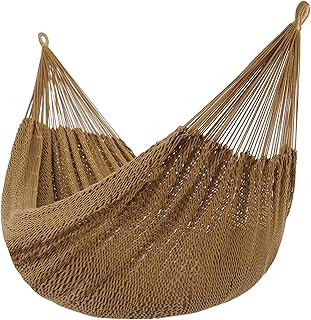 Lazy Daze Hammocks Handwoven Mayan Hammock, 10.5 FT Soft Rope Double Hammocks, Portable Outdoor Hammock with Carry Bag, 2 Straps & Carabiners for Patio Outside, 550 lbs Weight Capacity, Tan product image