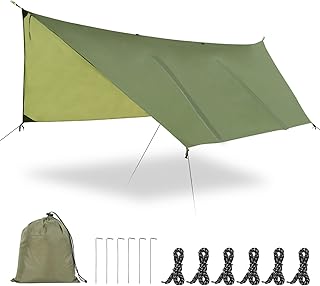 Hammock Rain Fly Tent Tarp (11.5x9.5ft) Large Ultralight Camping Tarps Waterproof Portable Backpacking Multifunctional Rain Cover for Outdoor Hiking, Picnic, Hammock, Car, Backpacking product image
