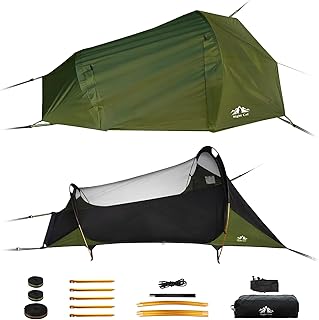 Night Cat Flat Lay Hammock Tent: Portable Lightweight Camping Hammock with Mosquito Net Waterproof Rainfly for 1 Person Outdoor Camping Green product image