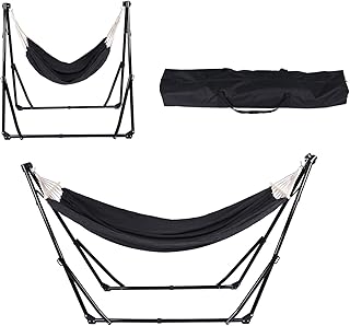 2 in 1 Hammock with Stand - Portable Hammock & Swing Chair, No Tools Assembly, with Carry Bag, Indoor Outdoor for Patio, Garden, Camping, Apartment (Black) product image