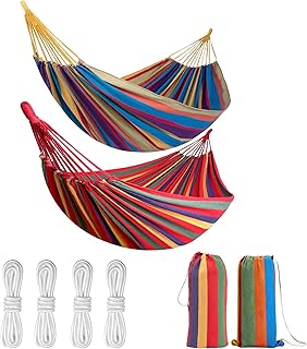 2Pack Hammocks | Camping Hammock | Portable Outdoor Hammock Set | for Hiking, Backpacking and Camping | 2pcs(Red Stripe and Blue Stripe) product image