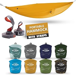 Single Hammock for Outdoor Adventures - Lightweight Camping Hammock Made from Recycled, Ultra-Strong Fabric for Lasting Comfort - Includes Python 10' Hammock Straps for Fast, Knotless Setup Anywhere product image