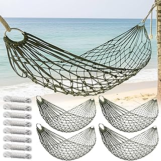 Jerify 4 Pack Mesh Hammocks Set - 98.4 x 31.5 Inches Pine Green Nylon Rope Hammock Each Max 220 Lbs/100 kg Outdoor Hammocks with 2 Straps for Camping Patio Garden product image