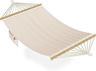 Hammock for Outside, Double Hammocks Without Stand, 2 Person, Spreader Wooden Bar, Side Storage, for Outdoor, Indoor, Patio (Beige) product image