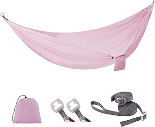 Sunyear Ultralight Camping Hammock (10 oz) - 20D Nylon, 600 lbs Capacity, Patent Quick-Adjust Buckles and 2x10 ft Tree Straps, 104" x 56", Backpacking, Hiking, Travel, Indoor/Outdoor product image