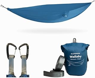 Kammok Wallaby Lightweight Hammock with Straps – Portable Hammock for Backyard, Park, Camping, Campus, Patios or Hiking – Built for Everyday Use - Durable Ripstop Nylon, Easy Setup - Glacier Blue product image