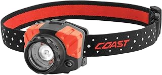 Coast FL85 615 Lumen Dual Color Pure Beam Focusing LED Headlamp with Twist Focus Hinged Beam Adjustment, Hard Hat Compatibility and Reflective Strap, Red product image