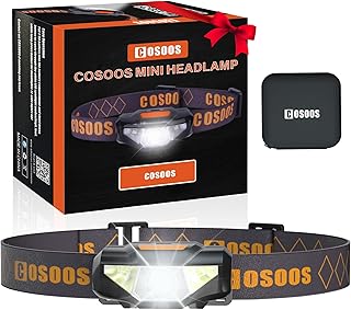 COSOOS Mini LED Headlamp Flashlight with Carrying Case, 1.6oz Lightweight Small Head Lamp Waterproof Running Headlamp, Bright Headlight for Adults, Kids, Camping, Reading (NO AA Battery) product image