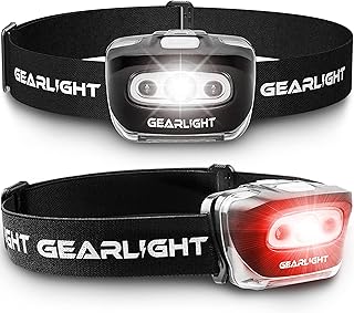 LED Headlamp 2-pack Battery Powered (AAA) (Batteries Not Included) | Head Lamp for Running Hunting Camping Fishing Hiking with Red Light and Adjustable Headband - Bright Forehead Headlamp 7 Modes product image