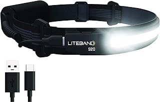 OPTIMAL VENTURES LITEBAND ACTIV Rechargeable LED Headlamp, 520 Lumens, 210° Wide Beam, Lightweight No-Bounce Fit, IPX4 Weather Resistant, Black product image