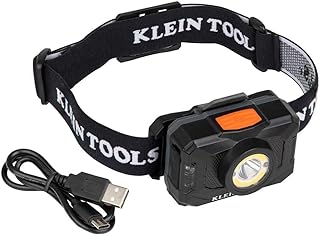 Klein Tools 56414 Rechargeable 2-Color LED Headlamp, Fabric Strap, Spotlight, Floodlight, Red LED, 800 Lumens, USB Cable, Camping, Running product image