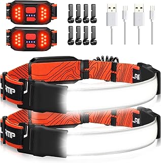 2 Packs Rechargeable Headlamp, 230°Wide-Angle 1000 Lumens Headlamp Flashlight with Red Taillight 3 Light Modes Lightweight LED Head Lamp Adjustable Waterproof Head Light for Running Cycling product image
