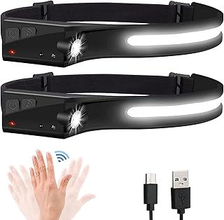 EGUKU Headlamp Flashlight, 2Pack Rechargeable LED Headlamps 1200Lumens 2 COB 230°Wide Beam Headlight with Bright 5 Modes Lightweight Waterproof Head Lamp for Outdoor Running, Camping Hiking product image