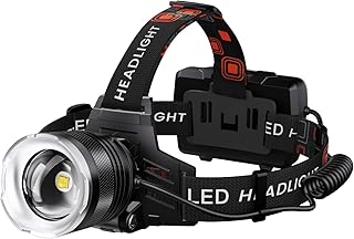 LED Headlamp Rechargeable 99000 High Lux, 9000mAh Long Battery Head Lamp with 12 Modes, IPX7 Waterproof USB Rechargeable Headlight, Zoomable Headlamp for Adults, 90° Adjustable for Camping Hunting product image