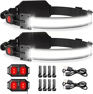 LED Headlamp USB Rechargeable 1000Lumen 230° Wide-Beam LED Headlight with Red Taillight, Super Bright Headband Light, Waterproof Headlamps for Camping,Hiking, Hard Hat Headlamp Pack of 2 product image