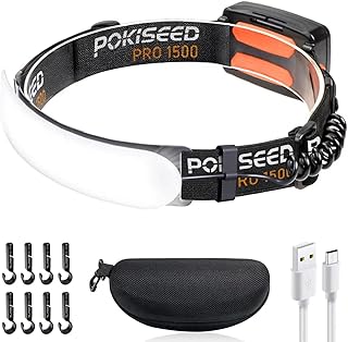 LED Headlamp Rechargeable, Super Bright 1500 Lumens 230° Wide Beam Headlamp, 3 Modes IPX6 Waterproof Lightweight Head Light with Taillight & Clips for Camping, Running,Fishing, Outdoors, Hard Hat Work product image