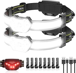 EXIN DECHEN LED Headlamp Rechargeable, 1200 Lumen Super Bright Headlamp Flashlight, 270° Wide Beam LED Headlamps with Red Taillight, 8 Mode Lightweight Waterproof Head Lamp product image